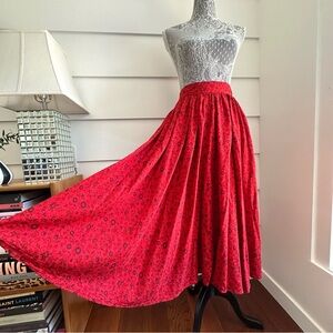Vintage Carole Little Red Floral Skirt Saint Tropez West